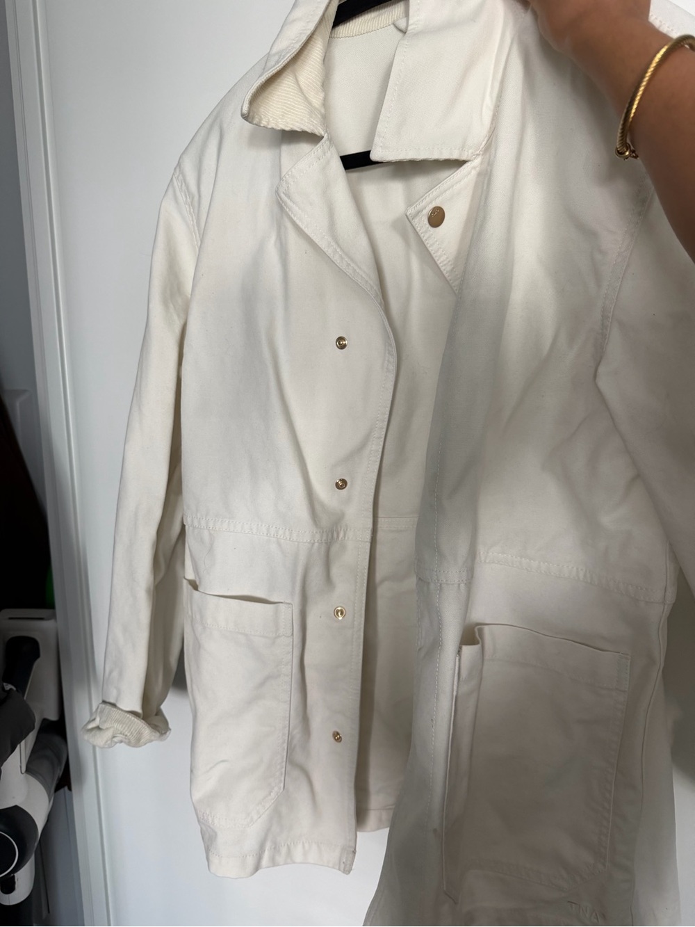 Aritzia Cream Utility Jacket with Patch Pockets